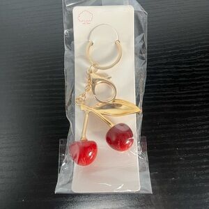 Cherry Keychain with Gold Leaf Accent
